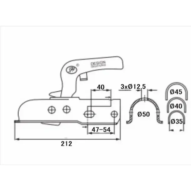 Kuglekobling 1700Kg �35/40/45/50mm SPP universal