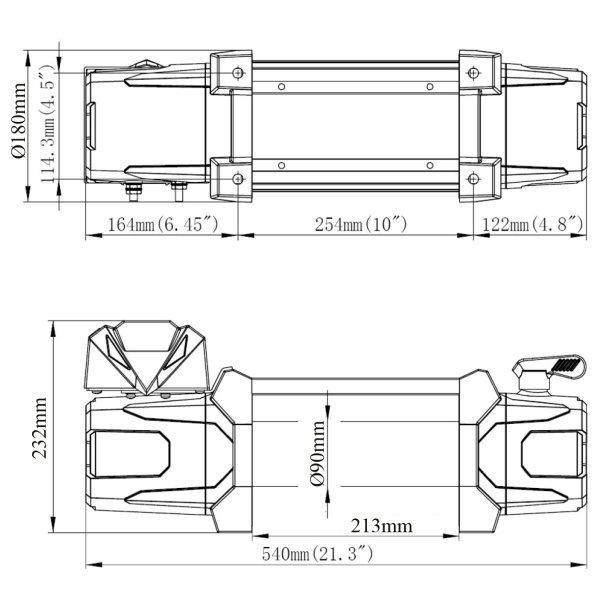 X-Power 8000 elektrisk vinsch 3636 Kg. 12V integrerad med wire 10mm x 25m.