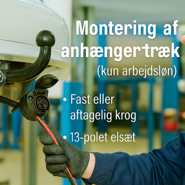 Montering af trk og 13 polet elst. (Kun arbejdsln)