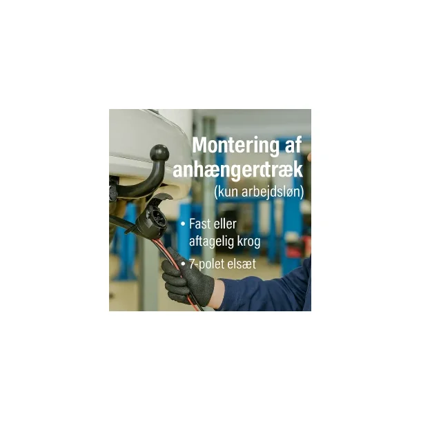  Montering af tr�k og 13 polet els�t. (Kun arbejdsl�n)