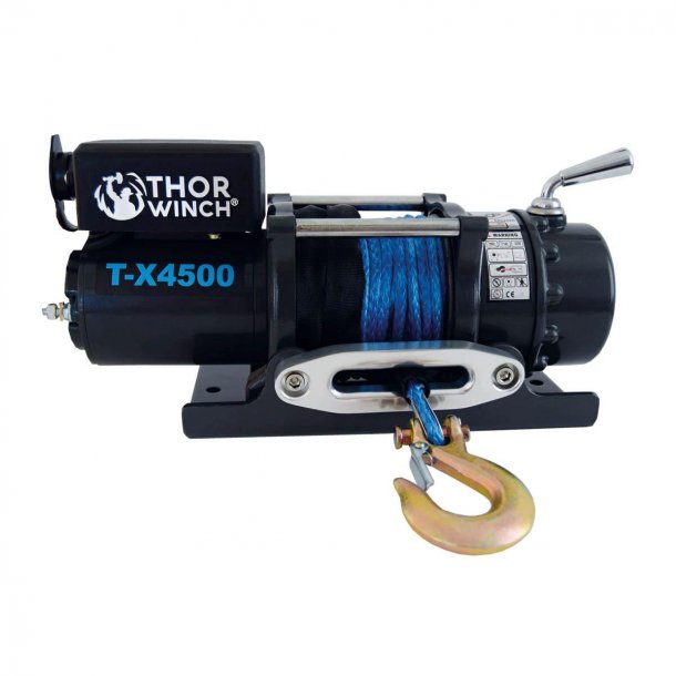 Thor Winch, T-X4500, 12V med 6 mm. x 15 m. syntetisk reb.Trkkraft 2041 kg.