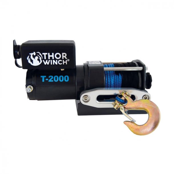 Thor Winch, T-2000, 12V med 4mm x 15m syntetisk reb. Trkkraft 907 kg.